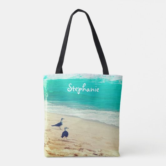 Beach Custom gepersonaliseerde canvas tas ontwerp (Achterkant)