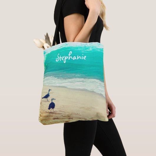 Beach Custom gepersonaliseerde canvas tas ontwerp (Dichtbij)
