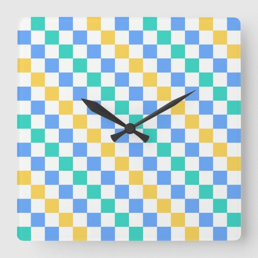 Beach day diagonal checkerboard pattern vierkante klok (Voorkant)