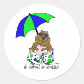Beach Day Groundhog Ronde Sticker (Voorkant)