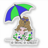 Beach Day Groundhog Sticker (Voorkant)