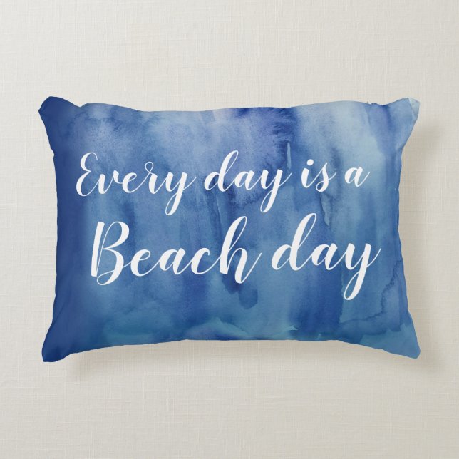Beach Day Navy Script Beach Accent Pillow Accent Kussen (Voorkant)