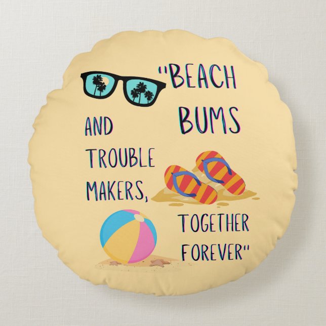 Beach Day Quote Rond Kussen (Voorkant)