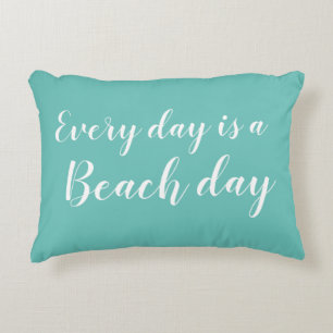 Beach Day Turquoise Script Beach accent kussen