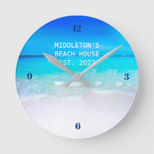 Beach Decor Zee Ocean Blue Summer Sun Ronde Klok