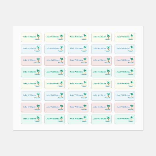 Beach Design Kids' Name Clothing School Labels (Vel)