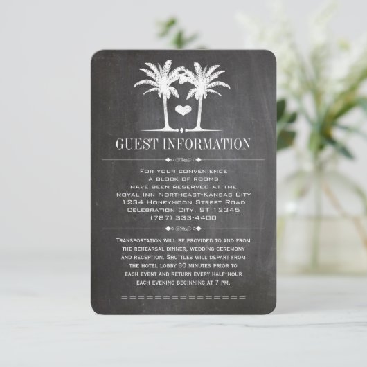 Beach Destination Chalkboard Typografie Invite Informatiekaartje (Staand voorkant)
