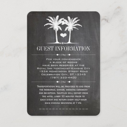 Beach Destination Chalkboard Typografie Invite Informatiekaartje (Voorkant)