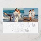 Beach Destination Photo Collage Save the Date Card Folie Uitnodiging (Voorkant)