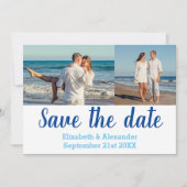 Beach Destination Photo Collage Save the Date Card Kaart (Voorkant)