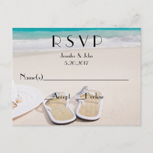 Beach Destination Wedding RSVP-kaarten Uitnodiging Briefkaart (Voorkant)