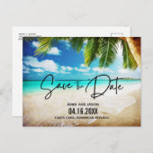 Beach Destination Wedding Save the Date Aankondigingskaart (Voorkant / Achterkant)