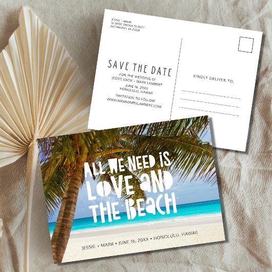 Beach Destination Wedding Save the Date Aankondigingskaart