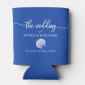 Beach Destination Wedding Seashell Royal Blue Blikjeskoeler (Achterkant)