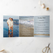 Beach Destination Wedding Tri-voudige Uitnodiging (Binnen)