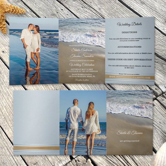 Beach Destination Wedding Tri-voudige Uitnodiging