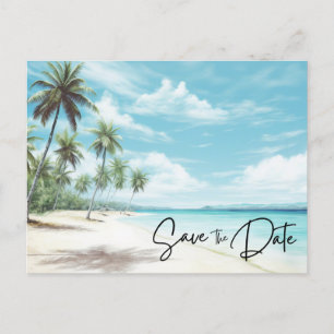Beach Destination Weduwfoto Save the Date Aankondigingskaart