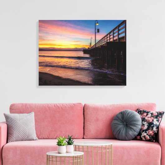 Beach Dock Scene Verpakt Canvas (Insitu (Woonkamer))