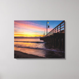 Beach Dock Scene Verpakt Canvas Afdruk