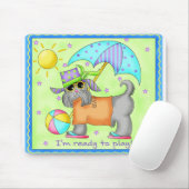 Beach Dog Whimsy Art Green Blue Muismat (Met muis)