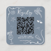 Beach Doodle Bridal Shower QR Code  Registry Informatiekaartje (Voorkant)
