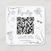 Beach Doodle QR Code Bridal Shower Registry Informatiekaartje (Voorkant)