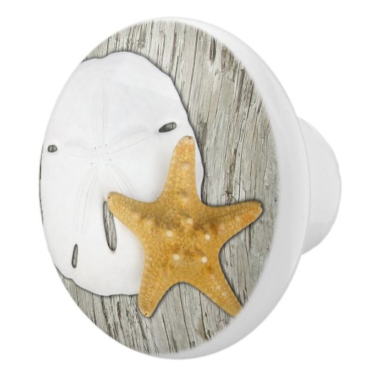 Beach Driftwood Starfish Sand Dollar Keramische Knop (Rechts)