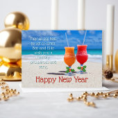 Beach Drinks Happy New Year Message Cards Kaart