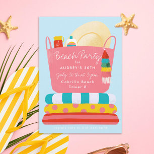 Beach Essentials Summer Beach Party Invitation Kaart