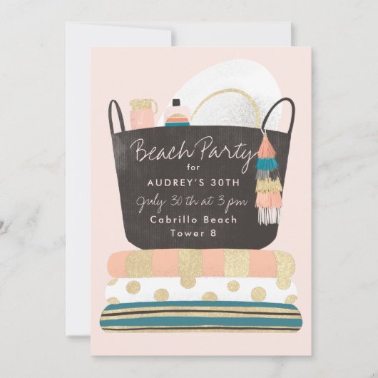 Beach Essentials Summer Beach Party Invitation Kaart (Voorkant)