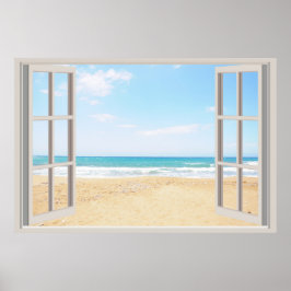 Beach Fake Window Home Kantoor Wall Decor Poster