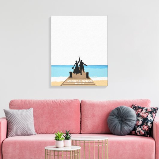 Beach Fingerprint ballon Guestbook Canvas Afdruk (Insitu (Woonkamer))