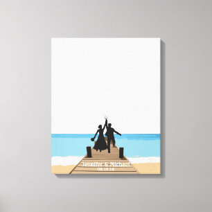 Beach Fingerprint ballon Guestbook Canvas Afdruk
