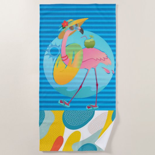 "Beach Flamingo" Beach Towel Strandlaken (Voorkant)