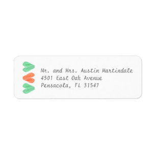 Beach Flip Flop Hearts Coral Turquoise Étiquette