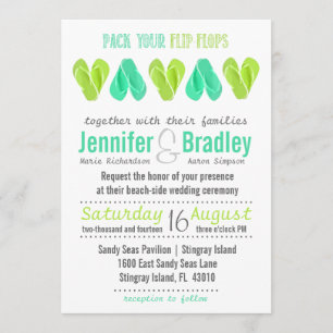 Beach Flip Flop Hearts Weddenschap Blauwgroen Kaart