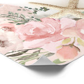 Beach Floral Weddenschap Welkomstteken Poster (Hoek)