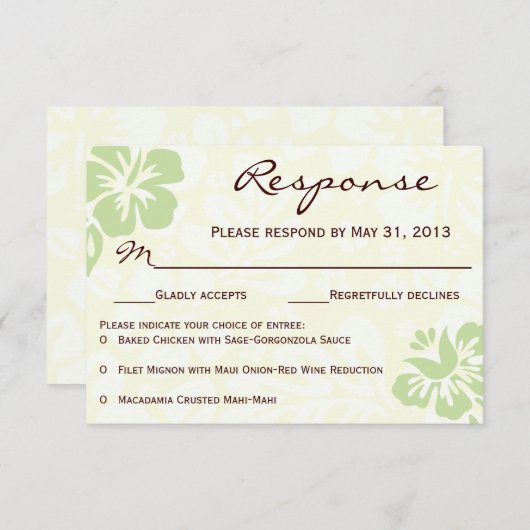 Beach Flowers RSVP - Green (Voorkant / Achterkant)