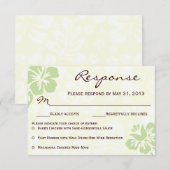 Beach Flowers RSVP - Green Kaartje (Voorkant / Achterkant)