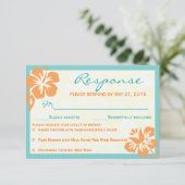 Beach Flowers RSVP Oranje en Blauwgroen (Staand voorkant)