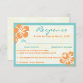 Beach Flowers RSVP Oranje en Blauwgroen (Voorkant / Achterkant)