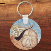 Beach Footprint & Seashells Sleutelhanger (Voorkant)