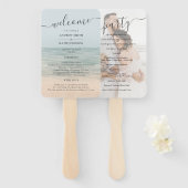 Beach Front  Hawaiian Wedding Programme Handwaaier (Voorkant en achterkant)