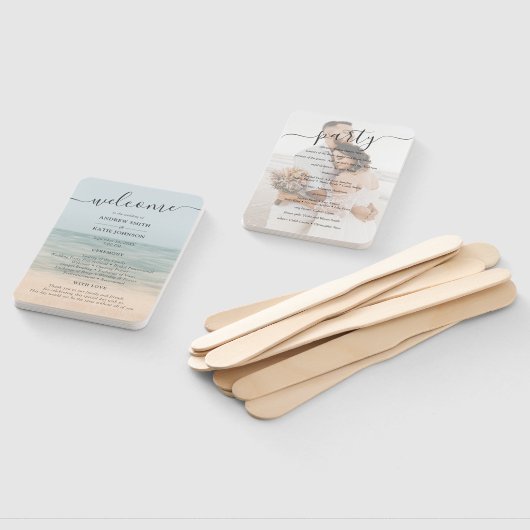 Beach Front  Hawaiian Wedding Programme Handwaaier (Niet-gemonteerd)