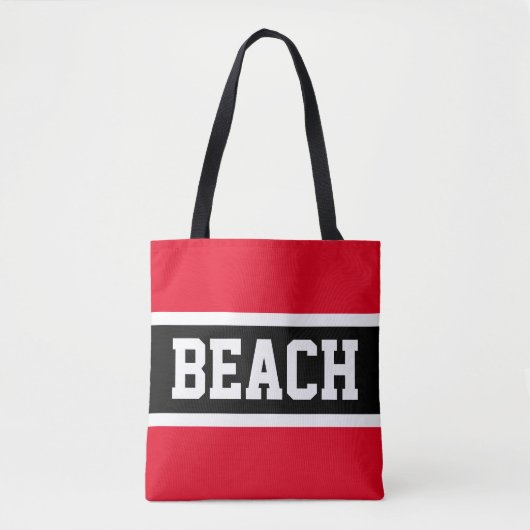BEACH Fun Athletic Helder Rood Zwart Wit Strepen Draagtas (Voorkant)