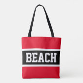 BEACH Fun Athletic Helder Rood Zwart Wit Strepen Draagtas (Achterkant)