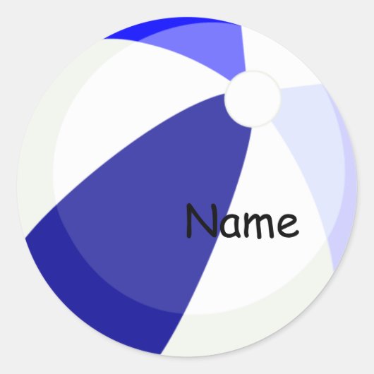 Beach Fun Blue Name Sticker (Voorkant)