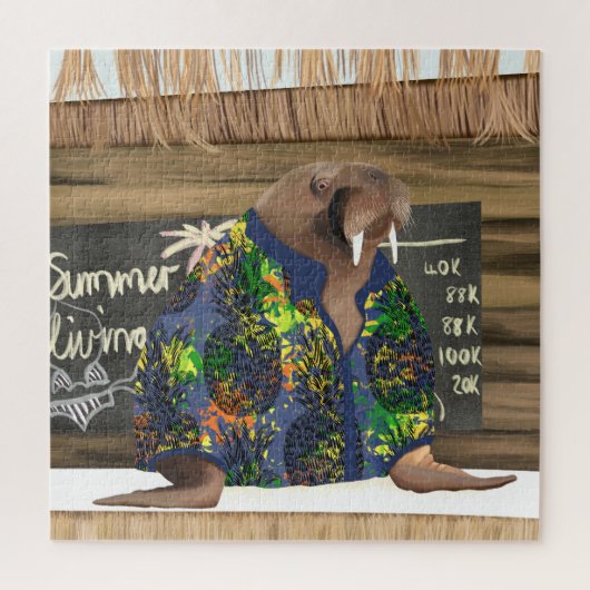 Beach Fun Hawaiian Walrus Legpuzzel (Verticaal)