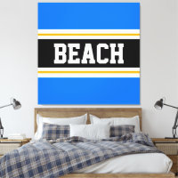 BEACH Fun Helderblauw Zwart Wit Gele Strepen