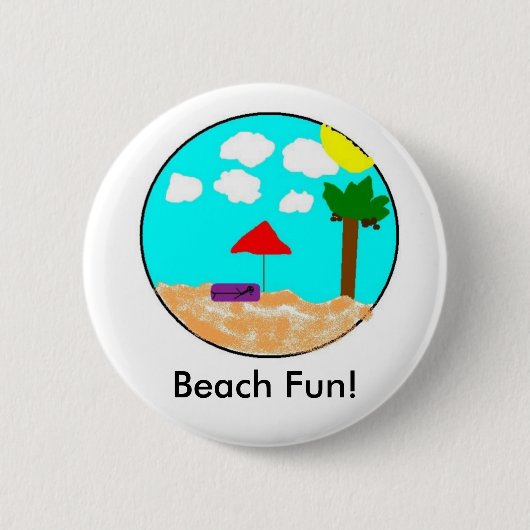 Beach Fun. Ronde Button 5,7 Cm (Voorkant)